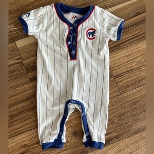 Chicago Cubs MLB Majestic Striped Baby Bodysuit - CHICAGO on back